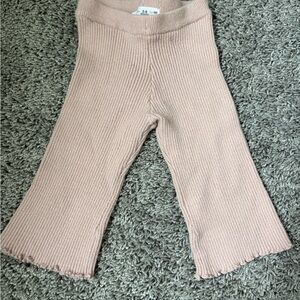 Zara Kids Ribbed Knit Pants in Soft Pink